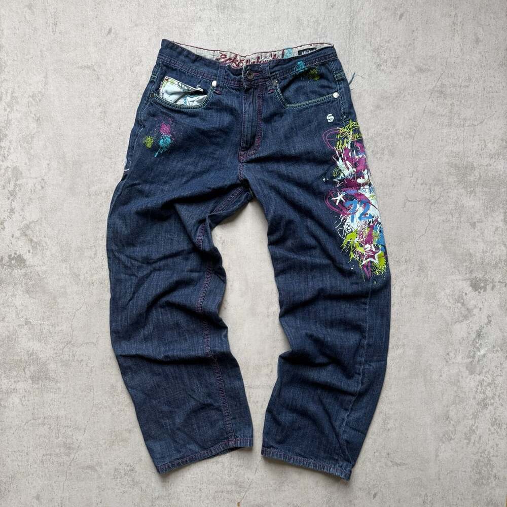 Y2k Ecko Unltd Baggy Fit Jeans Size 32 Dark Wash Graffiti